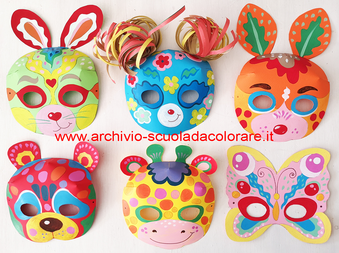 Maschere di Carnevale da colorare, ritagliare e stampare